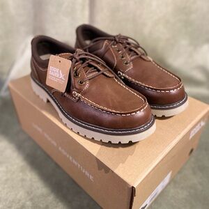 Eddie Bauer Men's Tan Faux Leather Boat Shoes